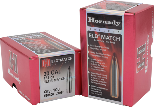 Hornady 30506 ELD Match  30 Cal .308 168 gr Extremely Low Drag Match 100 Per Box/ 15 Case