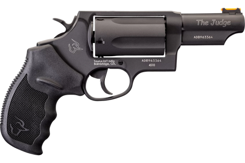 Taurus 2-441031T Judge  Compact 45 Colt (Long Colt)/410 Bore 5 Shot 3" Matte Black Oxide Alloy Steel Barrel, Cylinder & Frame, Black Rubber Grip, Transfer Bar Safety, Exposed Hammer