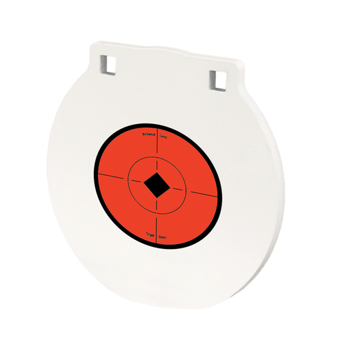 Birchwood Casey RND8 Round Steel Target Plate 8" Centerfire Rifle/Handgun Target Black/Red/White NM500 Steel Hanging