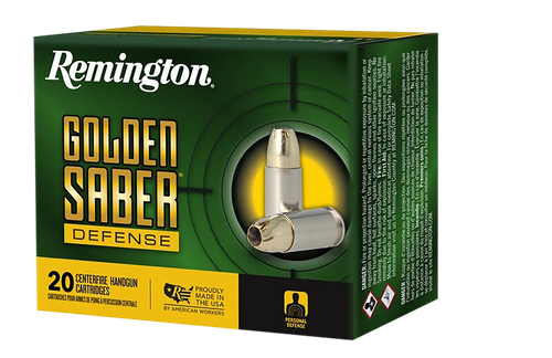 Remington Ammunition R21369 Golden Saber Defense 10mmAuto 180gr Brass Jacketed Hollow Point 20 Per Box/25 Case