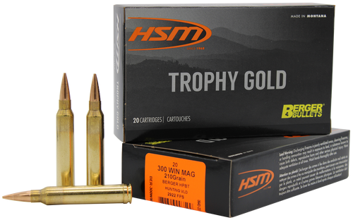 HSM 300WM210VLD Trophy Gold Extended Range 300 Win Mag 210 gr Berger Hunting VLD Match 20 Per Box/ 20 Case