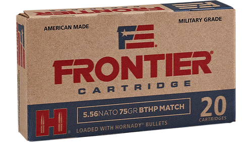 Frontier Cartridge FR320 Military Grade Centerfire Rifle 5.56x45mmNATO 75gr Hollow Point Boat Tail Match 20 Per Box/25 Case