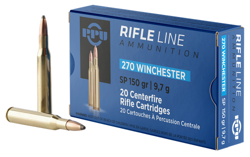 PPU PP2702 Standard Rifle  270Win 150gr Soft Point 20 Per Box/10 Case