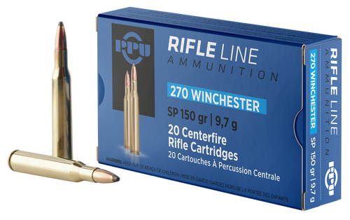 PPU PP2702 Standard Rifle  270Win 150gr Soft Point 20 Per Box/10 Case