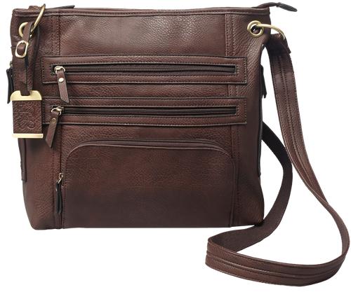 Bulldog BDP039 Cross Body Purse w/Holster Brown Leather Most Sm Pistols & Revolvers Ambidextrous Hand
