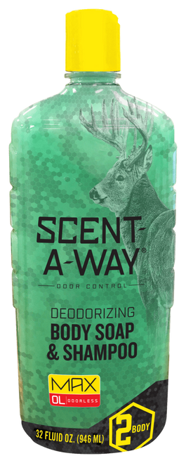 Scent-A-Way 07758 Shampoo/Body Wash  Odor Eliminator Odorless Scent Vegetable Proteins 32oz Bottle