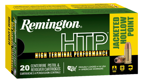 Remington Ammunition 28295 HTP  9mmLuger 147gr Jacketed Hollow Point 20 Per Box/25 Case