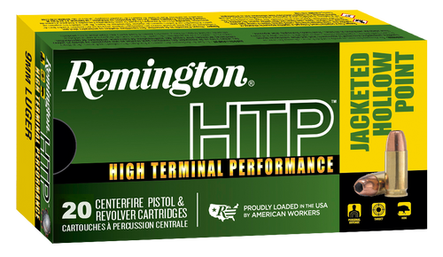 Remington Ammunition 28295 HTP  9mmLuger 147gr Jacketed Hollow Point 20 Per Box/25 Case