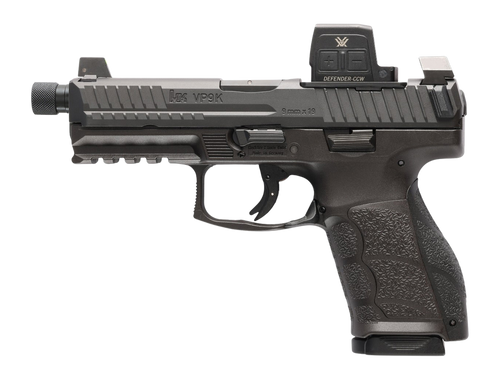 HK 81001367 VP9A1 K Tactical w/Optic 9mm Luger 15+1 4.70" Black Threaded Barrel, Black Steel Serrated w/Optic Slide, Black Polymer Frame w/Picatinny Rail, Textured Grip, Vortex CCW