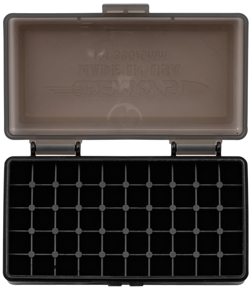 Berry's 19642 Ammo Box  9mm/380ACP Smoke/Black Polypropylene 50rd