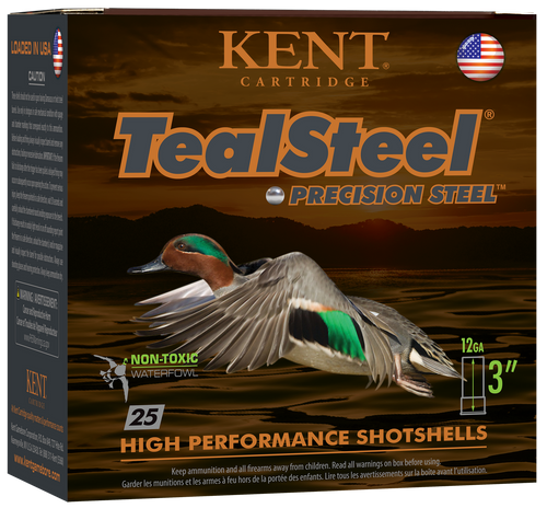 Kent Cartridge KTS123366 TealSteel Precision Steel 12Gauge 3" 1 1/4oz 6Shot 25 Per Box/10 Case