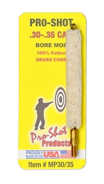 Pro-Shot MP3035 Bore Mop  .30 - .35 Cal Rifle #8-32 Thread Cotton 1.75" Long