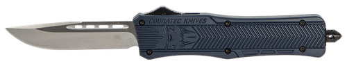 CobraTec Knives MNYCTK1MDNS CTK-1  Medium 3" OTF Drop Point Plain D2 Steel Blade/NYPD Blue Aluminum Handle Features Glass Breaker Includes Pocket Clip