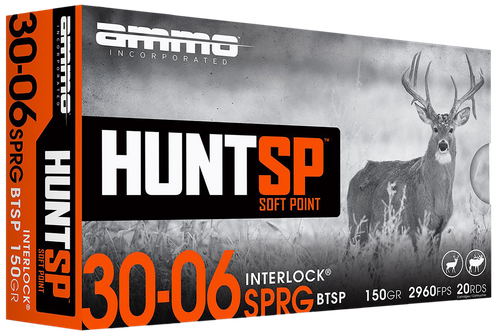 Ammo Inc 3006150SPA20 Hunt  30-06Springfield 150gr Soft Point 20 Per Box/10 Case