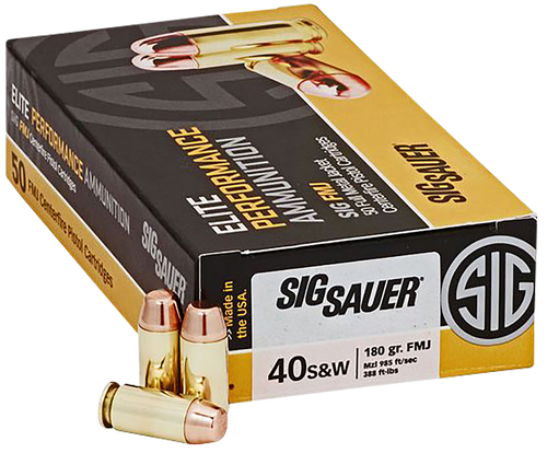 Sig Sauer E40SB250 Elite Ball  40S&W 180gr Full Metal Jacket 50 Per Box/20 Case