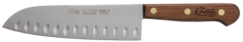 Case 07322 Santoku  7" Fixed Plain Mirror Polished Tru-Sharp SS Blade, Walnut Handle