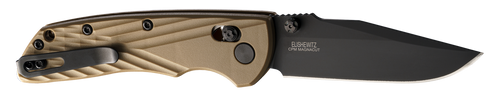 Hogue  Deka  3.25" Folding Clip Point Plain Black Cerakote CPM MagnaCut SS Blade, FDE Crosshatch Textured GRN Handle, Includes Pocket Clip