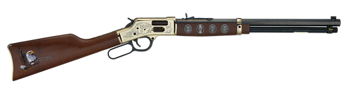 Henry H006GES2 Eagle Scout Centennial Tribute 2nd Edition 44 Special/44 Mag 10+1 20" Blued Octagon Barrel, Polished Brass w/Nickel Plating Drilled & Tapped Receiver, American Walnut Straight Stock