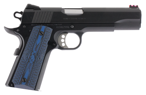 Colt Mfg O1970CCS Competition Government 45 ACP 8+1 5" Stainless National Match Barrel, Blued Serrated Carbon Steel Slide & Frame w/Beavertail, Blue Scalloped G10 Grip, Ambidextrous