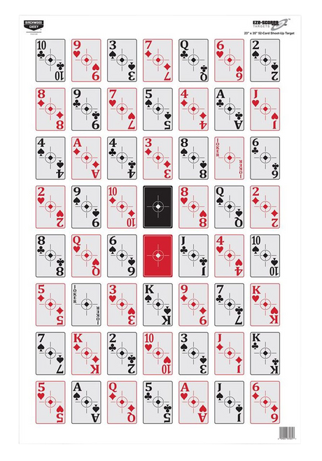 Birchwood Casey 37028 EZE-Scorer  Playing Cards Paper Hanging 23" x 35" Black/Red 100 Per Pkg