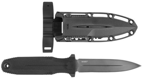 S.O.G SOG17610157 Pentagon FX 4.77" Fixed Spear Point Plain Black Titanium Nitride Cryo CPM S35VN Blade/G10 Blackout Handle