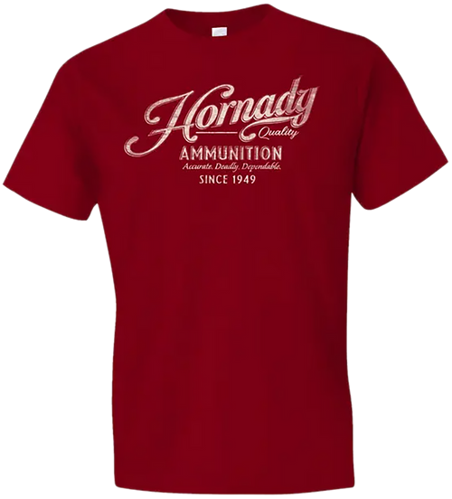 Hornady Gear 31874 Vintage Script  Red Cotton Semi-Fitted XL