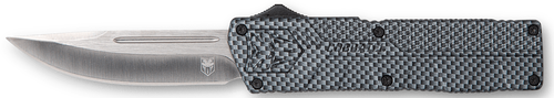 CobraTec Knives CFCTLWDNS Lightweight  3.25" OTF Drop Point Plain D2 Steel Blade/Carbon Fiber Aluminum Handle Includes Pocket Clip