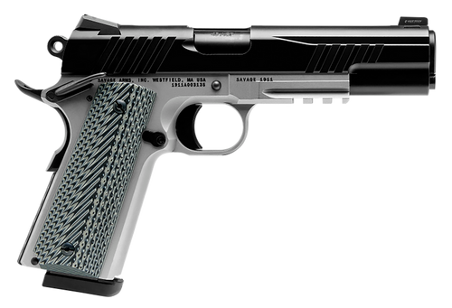 Savage Arms 67208 1911 Government 9mm Luger 10+1 5" Black Stainless Steel Barrel, Black Nitride Serrated Stainless Steel Slide, Stainless Steel Frame w/Picatinny Rail, Black/Gray VZ Grip