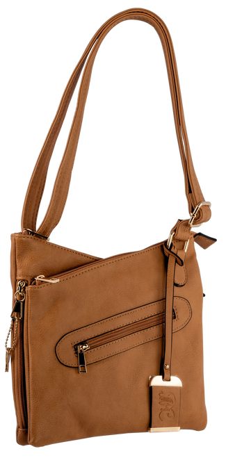 Bulldog BDP032 Cross Body Purse w/Holster Tan Leather for Small Autos & Revolvers Ambidextrous Hand