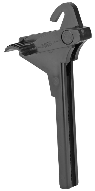 HKS 451 Single Stack Mag Loader Adjustable Style made of Plastic with Black Finish for Multi-Caliber Pistols