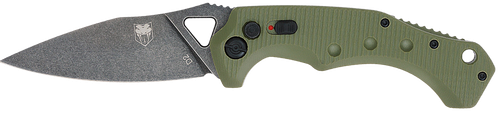 CobraTec Knives ODGAFRYK Ryker  3.75" Folding Plain Black Stonewashed D2 Steel Blade, 5" OD Green Textured G10 Handle