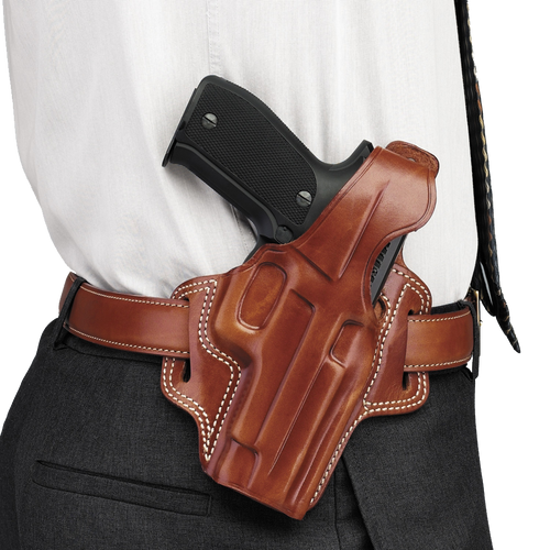 Galco FL104 Fletch  OWB Tan Leather Belt Slide Fits Ruger GP100 Fits S&W L Frame Right Hand