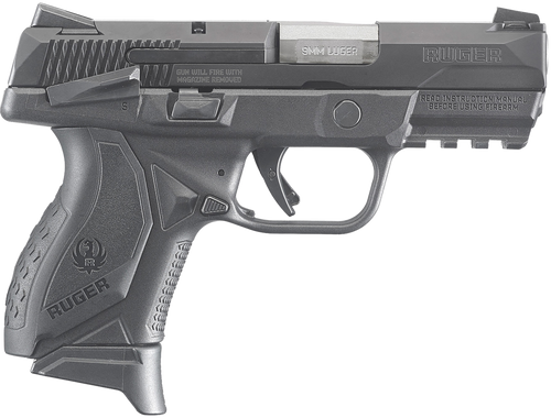 Ruger 8639 American  Compact 9mm Luger 17+1 3.55" Stainless Steel Barrel, Black Nitride Serrated Stainless Steel Slide, Black Polymer Frame w/Picatinny Rail, Textured Wraparound Grip, Right Hand