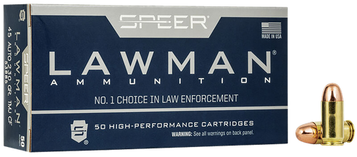 Speer 53885 Lawman Training Clean-Fire 45ACP 230gr Total Metal Jacket Round Nose 50 Per Box/20 Case