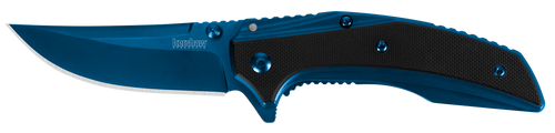 Kershaw 8320 Outright  3" Folding Trailing Point Plain Blue PVD 8Cr13MoV SS Blade Black/Blue G10/SS Handle Includes Pocket Clip