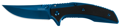 Kershaw 8320 Outright  3" Folding Trailing Point Plain Blue PVD 8Cr13MoV SS Blade Black/Blue G10/SS Handle Includes Pocket Clip