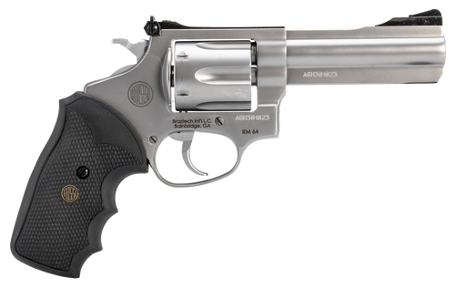 Rossi 2RM649 RM64  357 Mag 6 Shot 4" Matte Stainless Steel Barrel, Cylinder & Frame Textured Black Rubber Grip