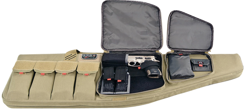 GPS Bags T42ART Tactical AR Case 42" Tan 1000D Nylon with Mag & Storage Pockets, Lockable Zippers, External Handgun Pocket & Visual ID Storage System