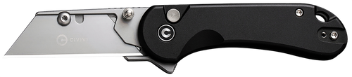 Civivi Knives C23039B-1 Elementum Utility All Purpose Utility Plain 6Cr13 Stainless Steel Blade, Black Aluminum Handle, 3 Blades & Pouch