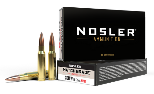 Nosler 60072 Match Grade  308Win 175gr Custom Competition Hollow Point Boat Tail 20 Per Box/10 Case