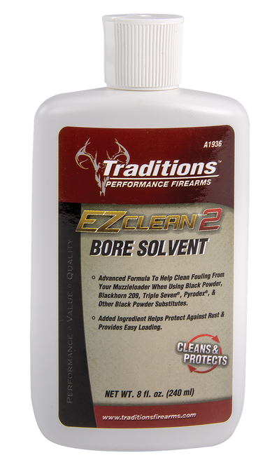 Traditions A1936 EZ Clean 2 Bore Solvent Against Fouling Rust 8 oz Squeeze Bottle