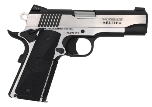 Colt Mfg O4080CE Combat Elite Commander 45 ACP 8+1 4.25" Stainless Steel Barrel, Two-Tone Serrated Stainless Steel Slide & Frame w/Beavertail, Black Scalloped G10 Grip, Ambidextrous
