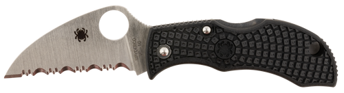 Spyderco MBKWSB Manbug  1.91" Folding Wharncliffe Serrated Non-Reflective Black TiCN VG-10 SS Blade, Black Textured FRN Handle