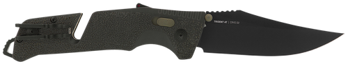 S.O.G SOG11120341 Trident AT 3.70" Folding Clip Point Plain Black TiNi Cryo D2 Steel Blade/Olive Drab w/FDE Accents GRN Handle Features Line Cutter/Glass Breaker