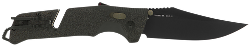 S.O.G SOG11120341 Trident AT 3.70" Folding Clip Point Plain Black TiNi Cryo D2 Steel Blade/Olive Drab w/FDE Accents GRN Handle Features Line Cutter/Glass Breaker