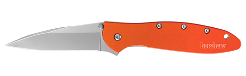 Kershaw 1660OR Leek  3" Folding Drop Point Plain Bead Blasted 14C28N Steel Blade Orange Anodized Aluminum Handle Includes Pocket Clip