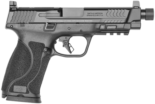 Smith & Wesson 13586 M&P M2.0  Full Size 45 ACP 10+1, 5.12" Black Armornite Steel Threaded Barrel & Optic Ready/Serrated Slide, Matte Black Polymer Frame w/Picatinny Rail