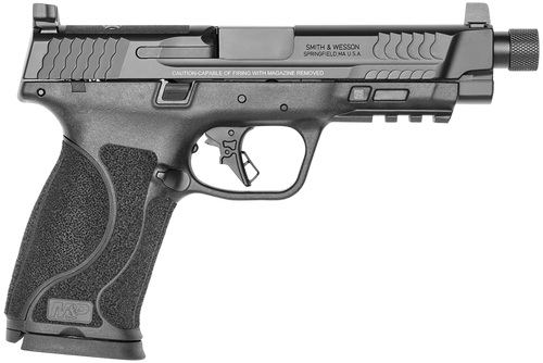 Smith & Wesson 13586 M&P M2.0  Full Size 45 ACP 10+1, 5.12" Black Armornite Steel Threaded Barrel & Optic Ready/Serrated Slide, Matte Black Polymer Frame w/Picatinny Rail