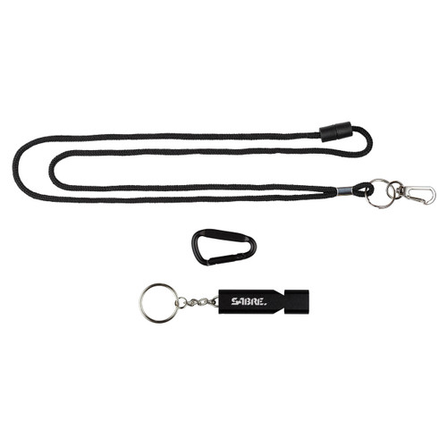 SABRE WHISTLE W/LANYARD BLACK