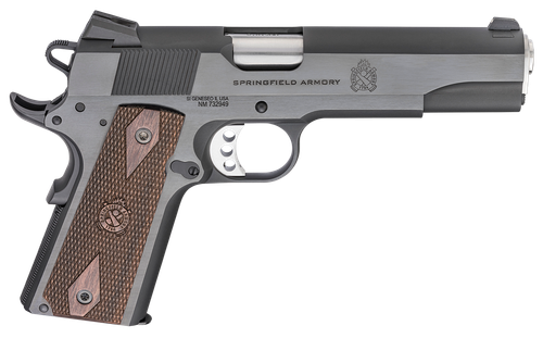 Springfield Armory PX9419 1911 Garrison 9mm Luger 9+1, 5" Stainless Match Grade Steel Barrel, Blued Serrated Carbon Steel Slide, Carbon Steel Frame w/Beavertail, Thin-Line Wood Grip